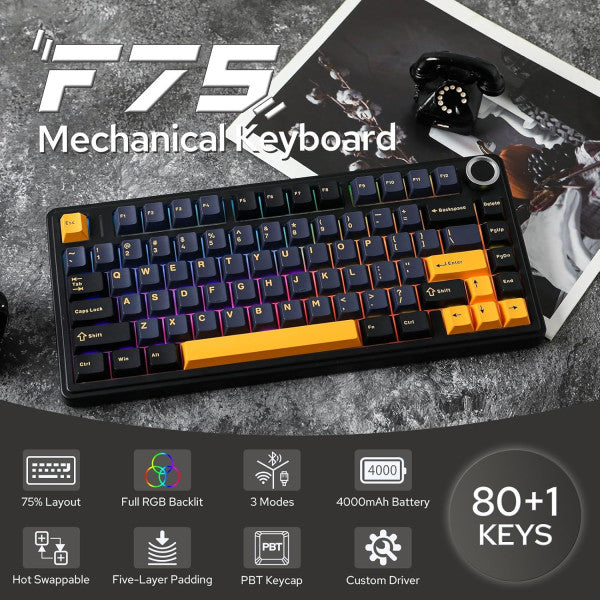 AULA F75 Thunder Black (Graywood V3 Switch) AULA F75 Thunder Black (Graywood V3 Switch)